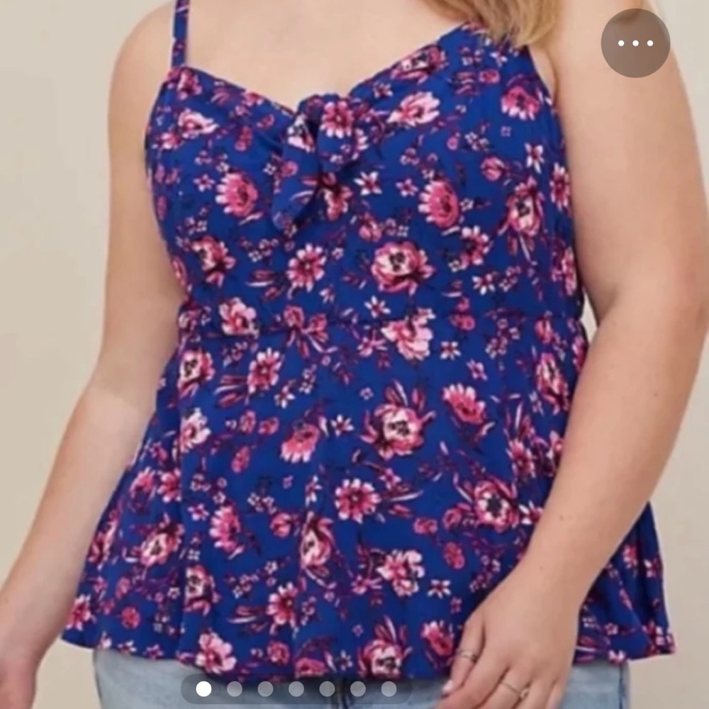 Torrid Navy and Fuchsia Floral Blouse